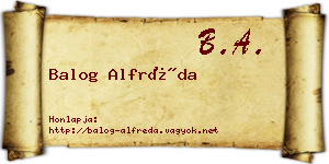 Balog Alfréda névjegykártya